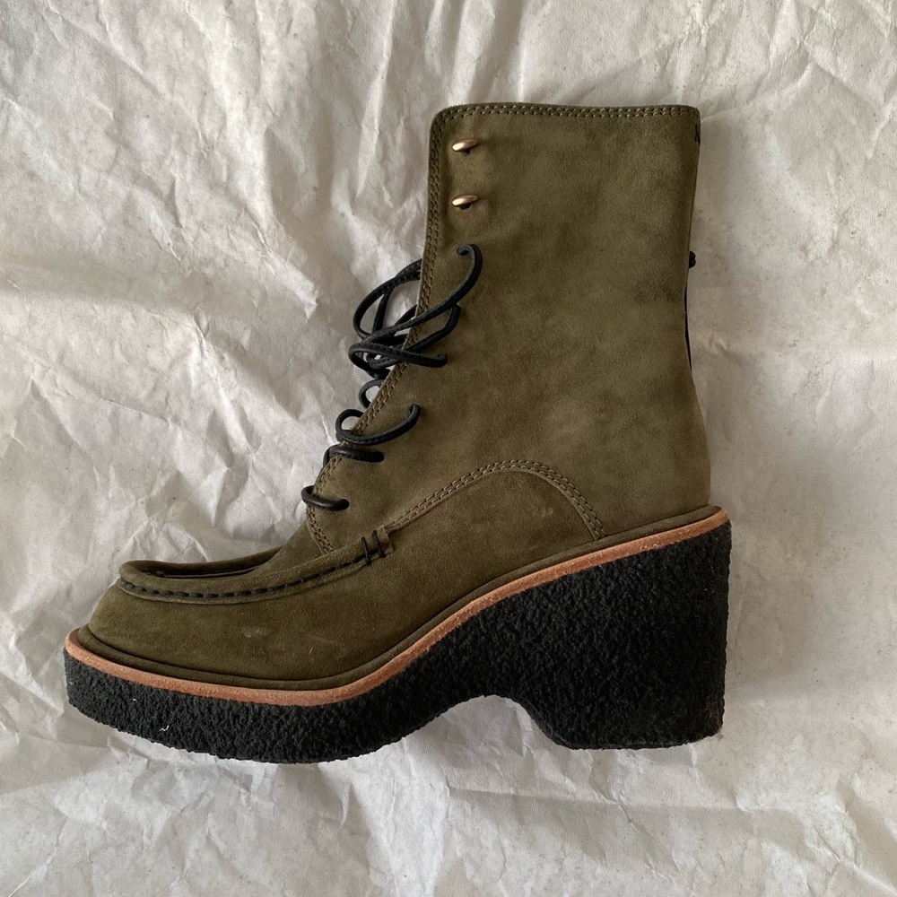 Rag and Bone Scout lace up wedge moc toe boots, size 39.5